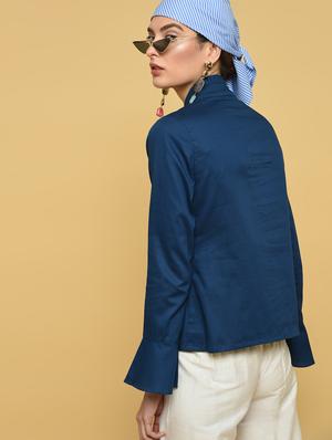 pleat detail bell sleeved solid top - 16433534 - Standard Image - 4