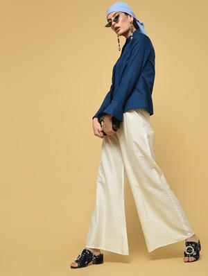 pleat detail bell sleeved solid top - 16433534 - Standard Image - 5