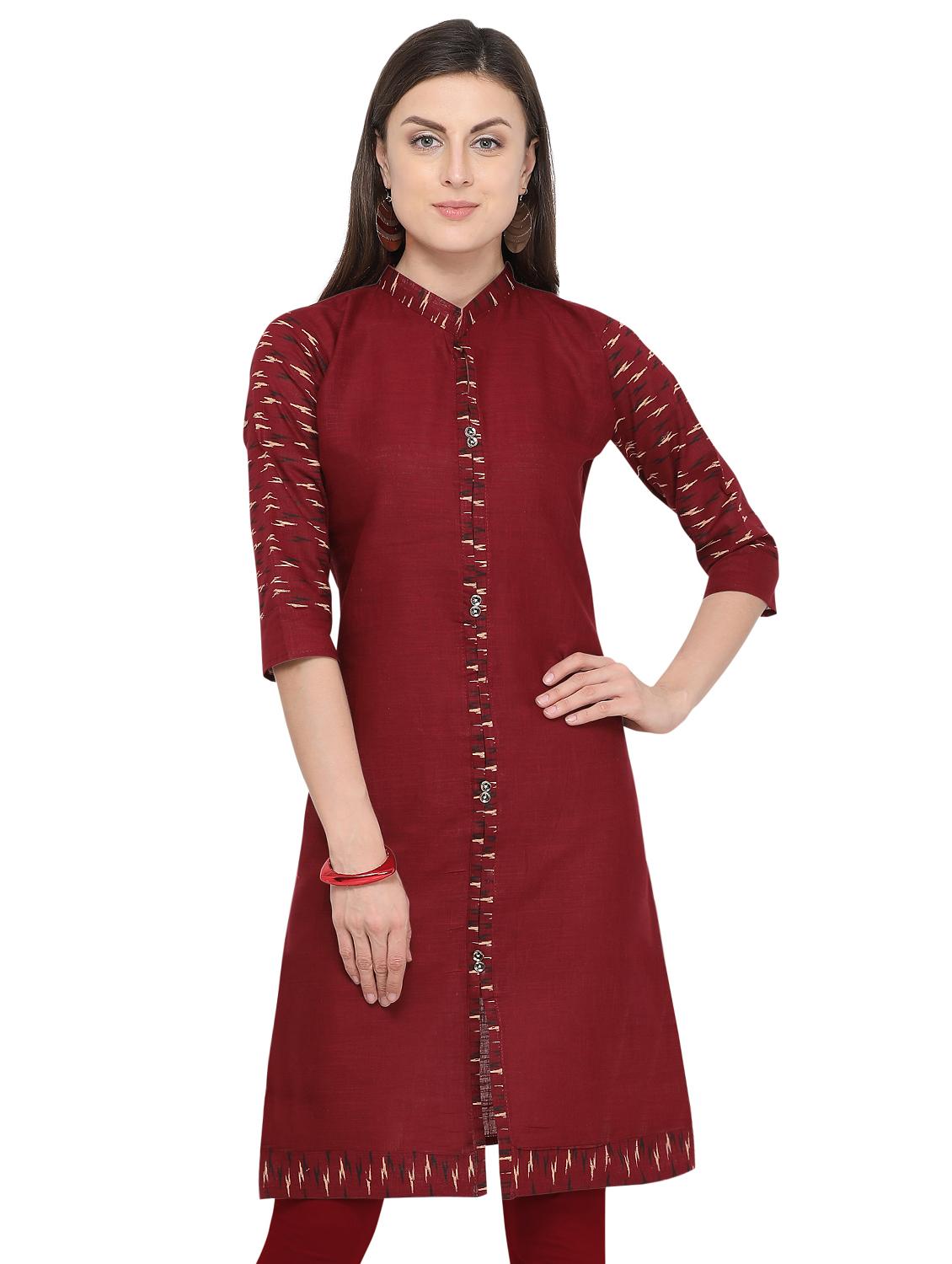 Solid straight kurta - 16434278 - Zoom Image - 1