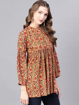 floral printed a-line kurti - 16434835 - Standard Image - 2