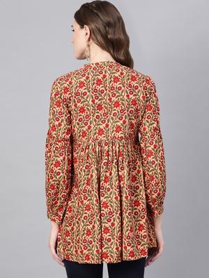 floral printed a-line kurti - 16434835 - Standard Image - 3