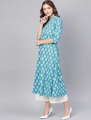 floral printed a-line kurta - 16434839 - Standard Image - 2