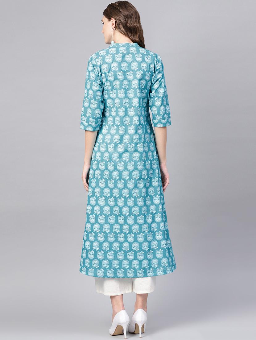 floral printed a-line kurta - 16434839 - Zoom Image - 3