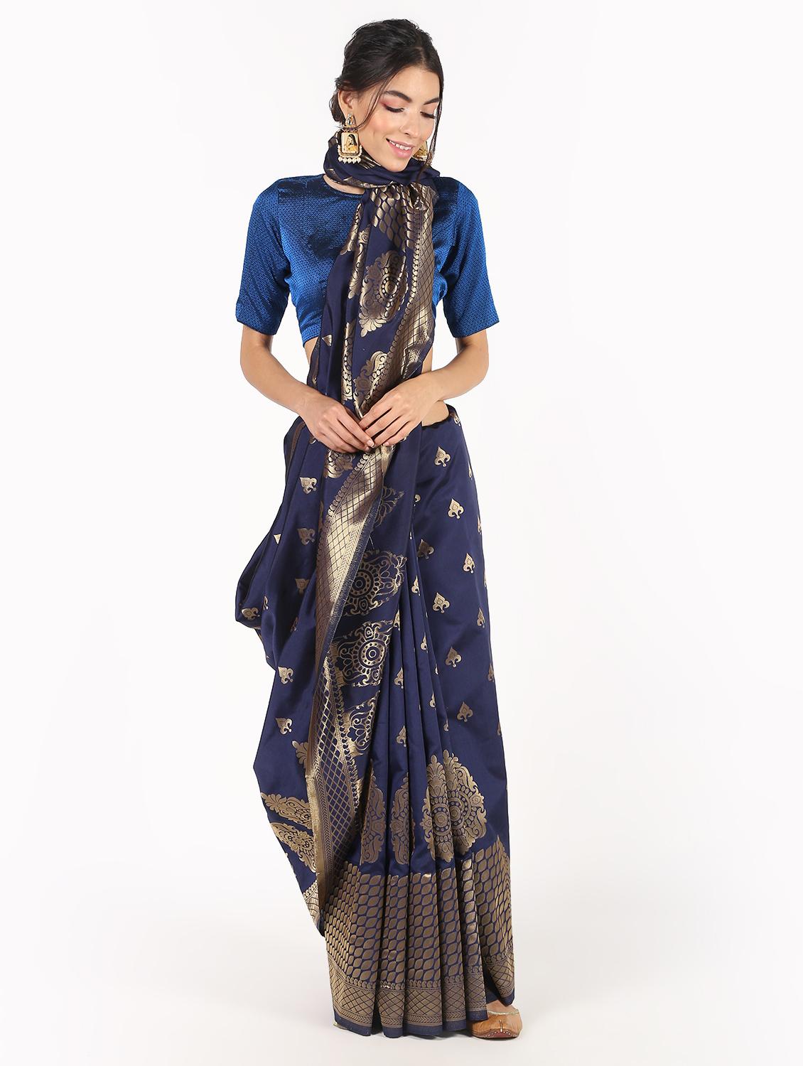 motif banarasi saree with blouse - 16435296 - Zoom Image - 1