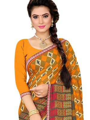checkered printed saree with blouse - 16435464 - Standard Image - 2