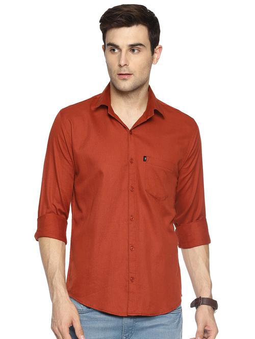brown self design casual shirt - 16436085 - Very Small Image - 1
