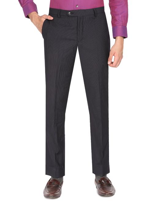 grey striped flat front formal trouser - 16436591 - Standard Image - 1