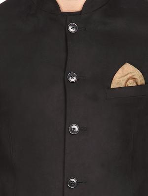 black solid bandhgala blazer - 16436606 - Standard Image - 5