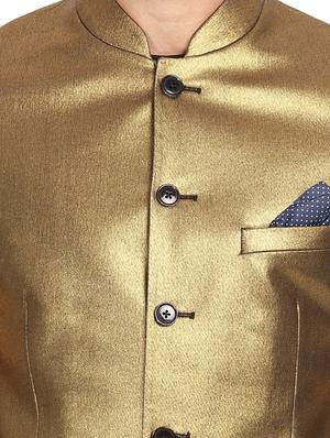 glod solid bandhgala blazer - 16436609 - Standard Image - 5