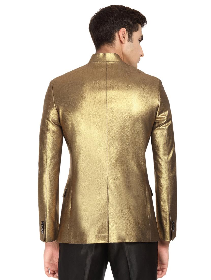glod solid bandhgala blazer - 16436609 - Zoom Image - 3