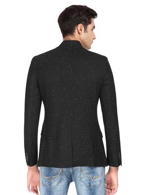 black printed bandhgala blazer - 16436611 - Standard Image - 3