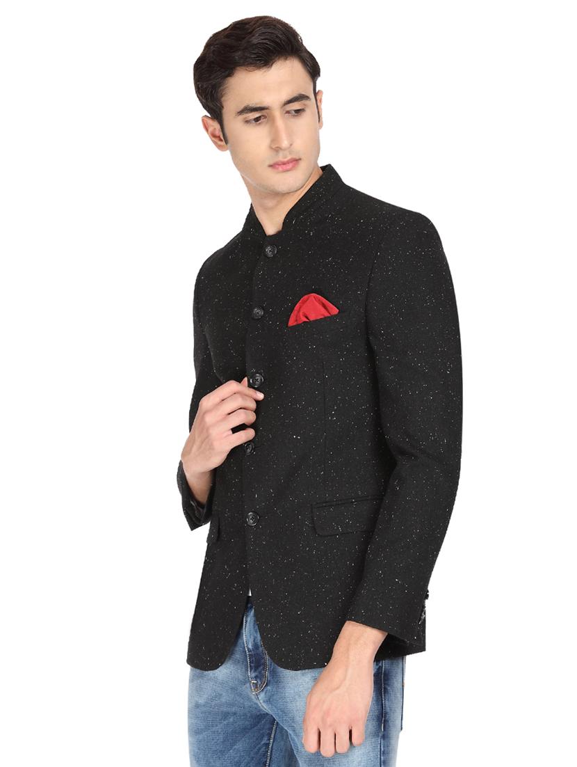 black printed bandhgala blazer - 16436611 - Zoom Image - 2