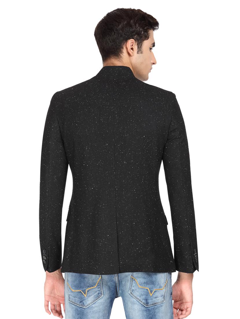 black printed bandhgala blazer - 16436611 - Zoom Image - 3