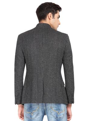 black printed bandhgala blazer - 16436612 - Standard Image - 3