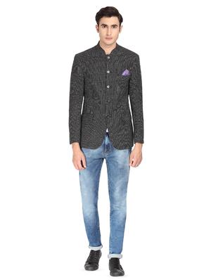 black printed bandhgala blazer - 16436612 - Standard Image - 4
