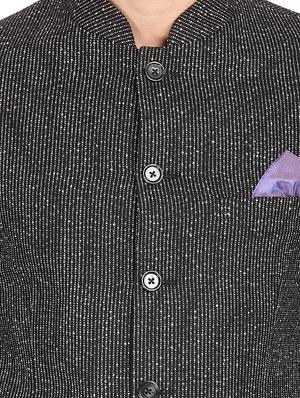 black printed bandhgala blazer - 16436612 - Standard Image - 5