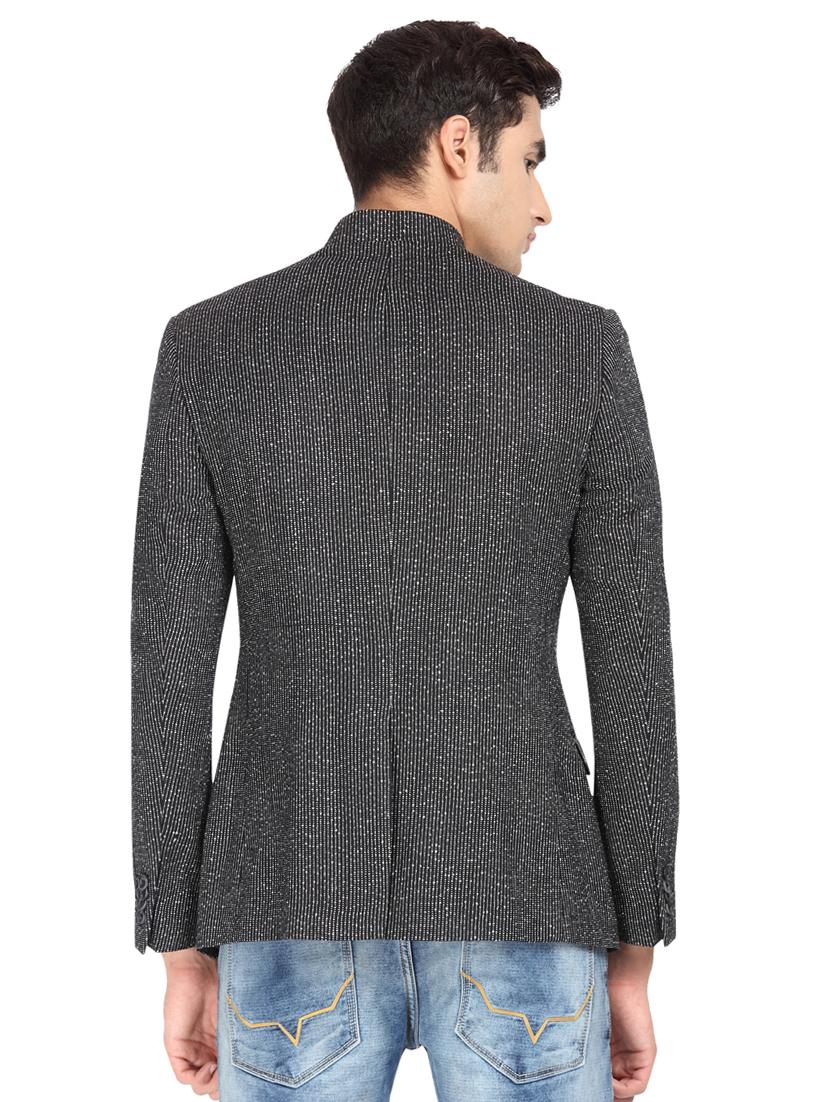 black printed bandhgala blazer - 16436612 - Zoom Image - 3