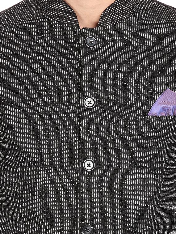 black printed bandhgala blazer - 16436612 - Zoom Image - 5