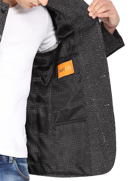 black printed bandhgala blazer - 16436612 - Zoom Image - 6