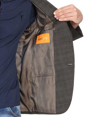 brown checkered single breasted blazer - 16436617 - Standard Image - 6