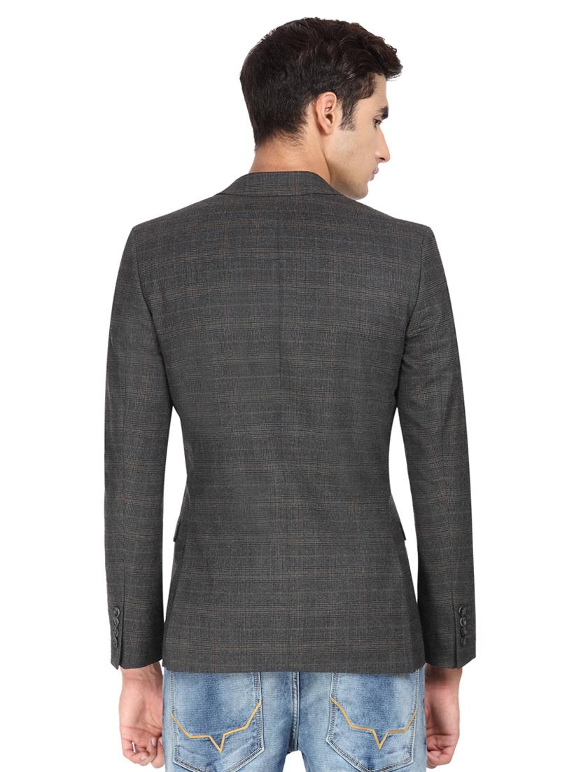 brown checkered single breasted blazer - 16436617 - Zoom Image - 3