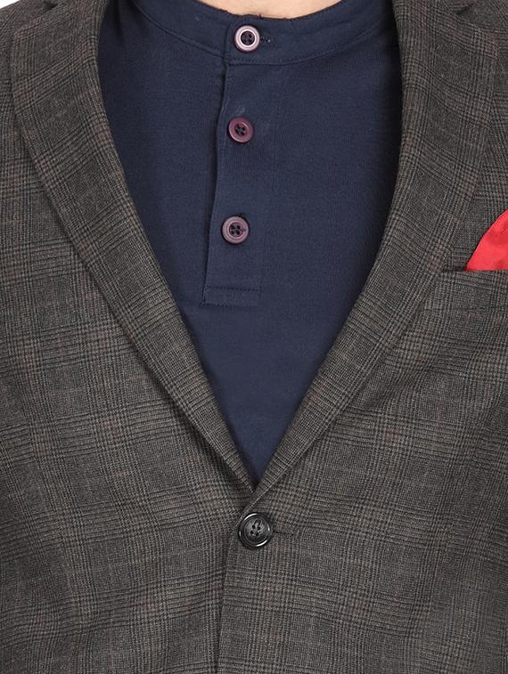 brown checkered single breasted blazer - 16436617 - Zoom Image - 5