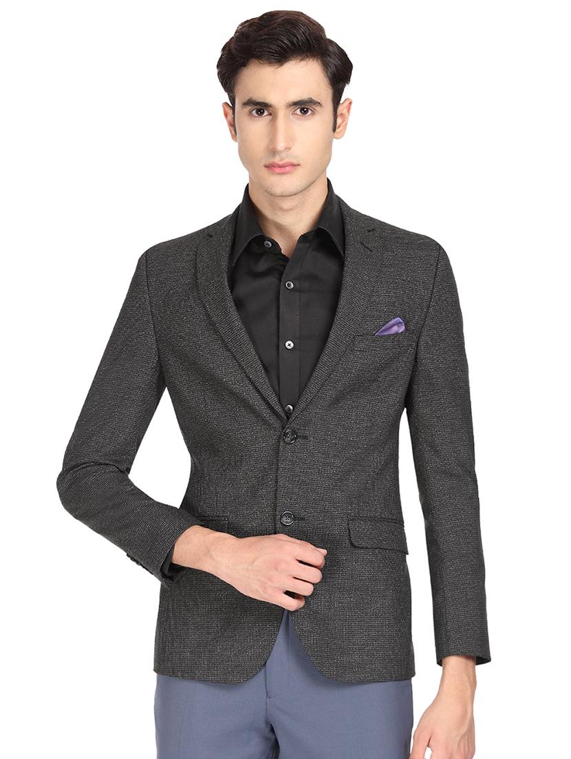 black self design single breasted casual blazer - 16436618 - Zoom Image - 1