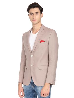 brown solid single breasted blazer - 16436620 - Standard Image - 2