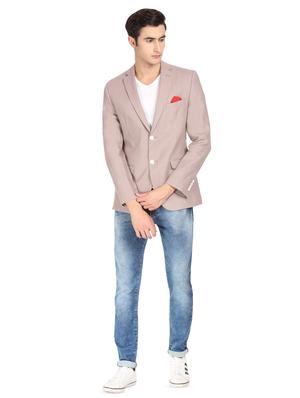 brown solid single breasted blazer - 16436620 - Standard Image - 4