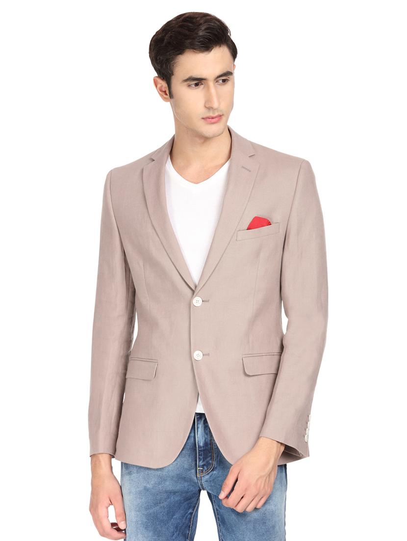 brown solid single breasted blazer - 16436620 - Zoom Image - 1