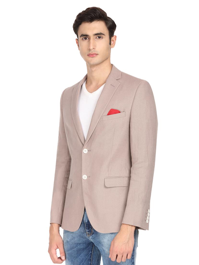 brown solid single breasted blazer - 16436620 - Zoom Image - 2
