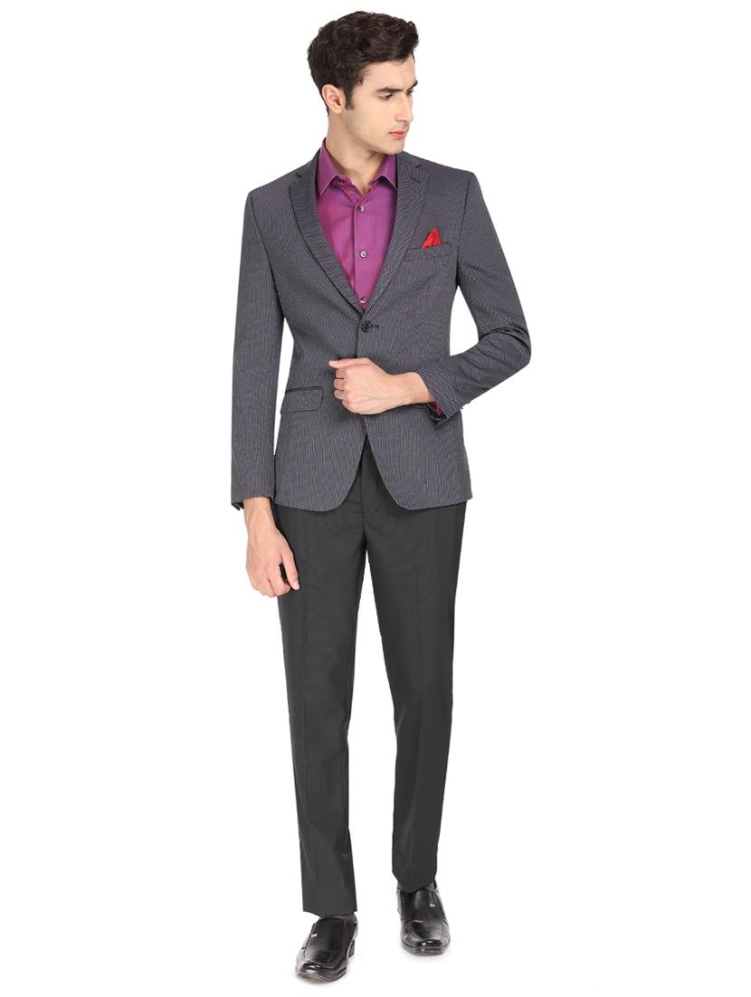 blue self design single breasted casual blazer - 16436621 - Zoom Image - 4