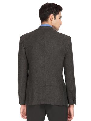 grey solid single breasted casual blazer - 16436630 - Standard Image - 3