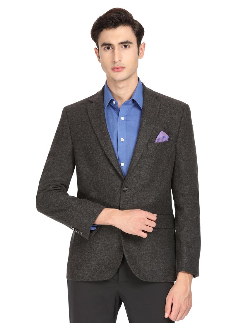 grey solid single breasted casual blazer - 16436630 - Zoom Image - 1
