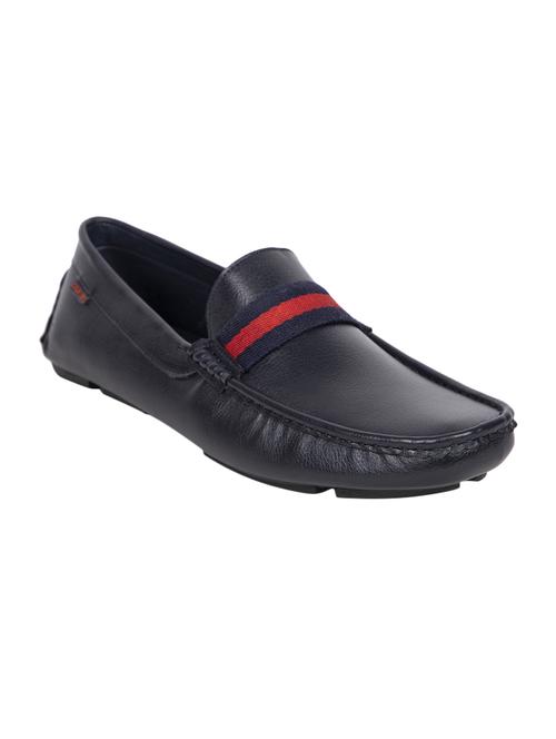 navy blue leatherette slip on loafers - 16436779 - Standard Image - 1