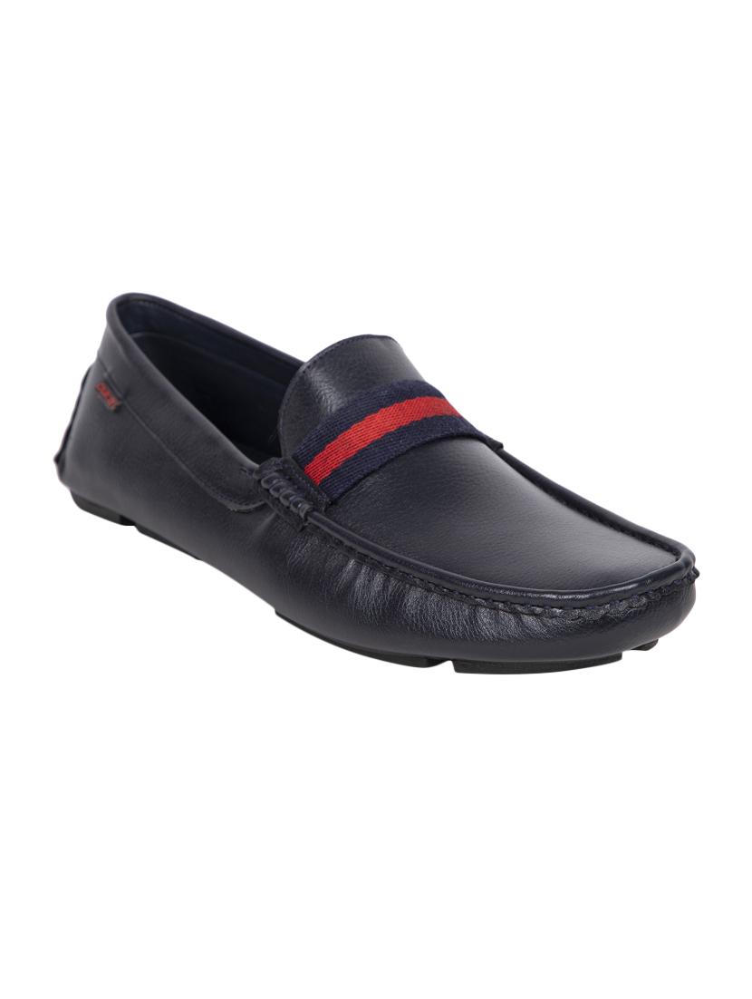 navy blue leatherette slip on loafers - 16436779 - Zoom Image - 1
