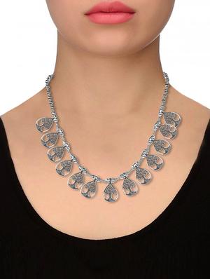 silver metal short necklace - 16437810 - Standard Image - 2