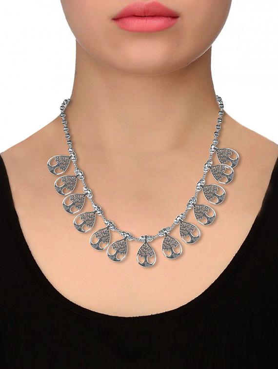 silver metal short necklace - 16437810 - Zoom Image - 2