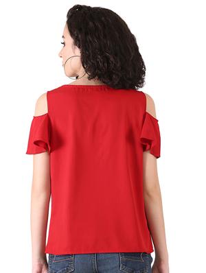 cold shoulder solid top - 16437859 - Standard Image - 3
