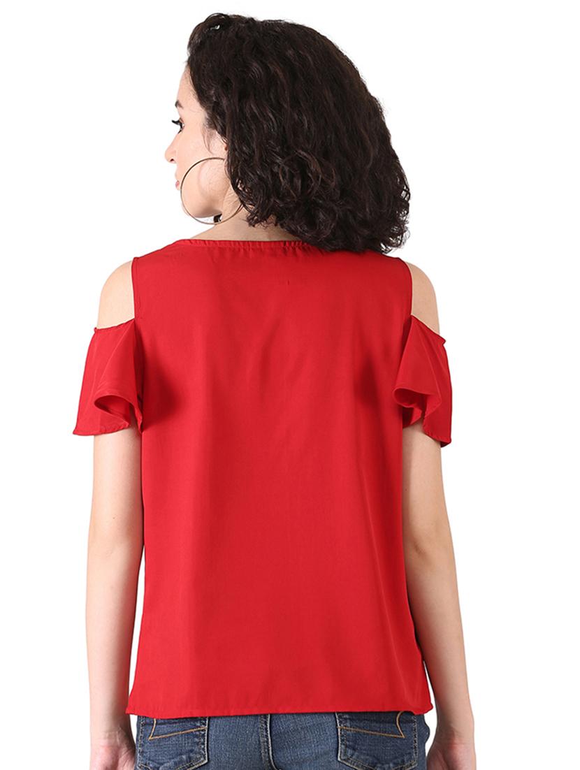 cold shoulder solid top - 16437859 - Zoom Image - 3