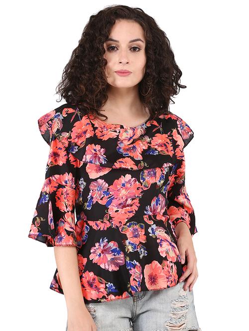 bell sleeved layered floral top - 16437865 - Standard Image - 1