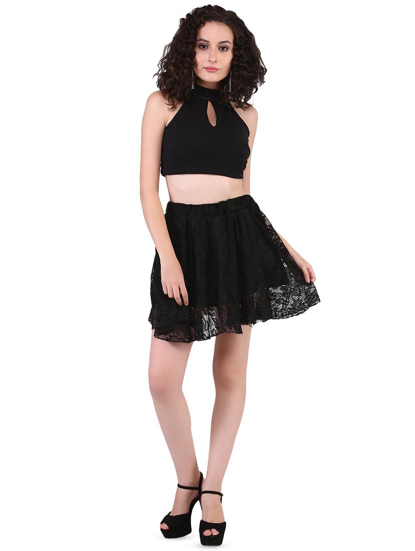 high rise floral laced skirt - 16437872 - Zoom Image - 4