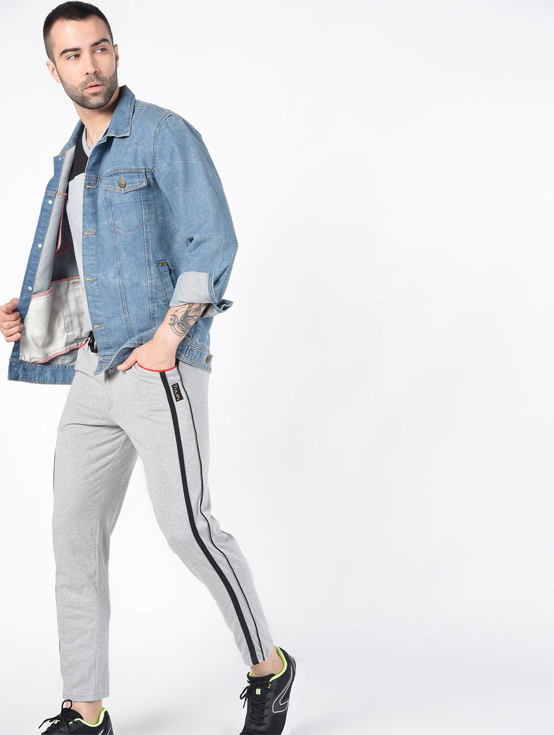 grey side striped full length track pant - 16437959 - Zoom Image - 1