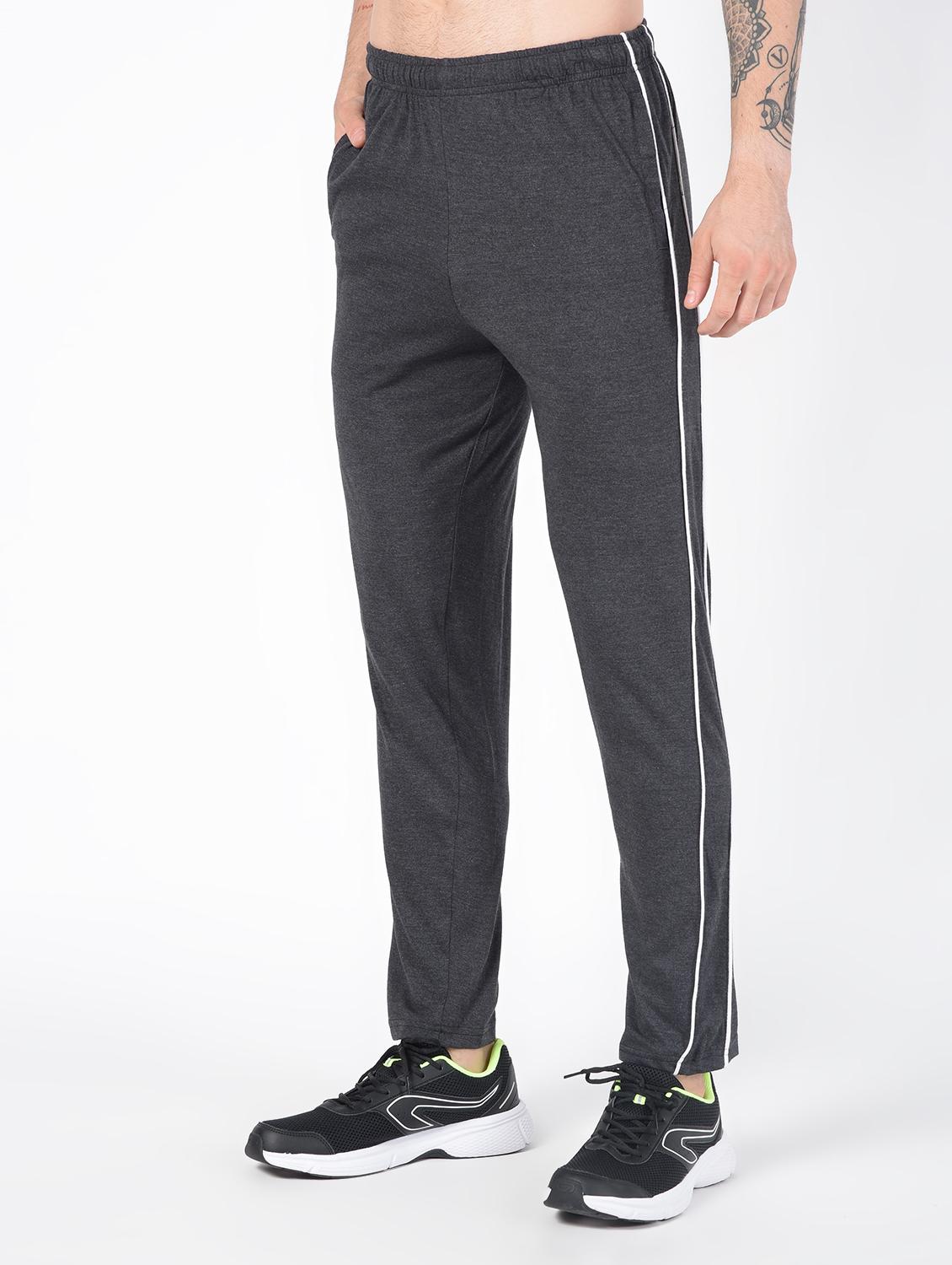 grey solid full length track pant - 16437960 - Zoom Image - 3