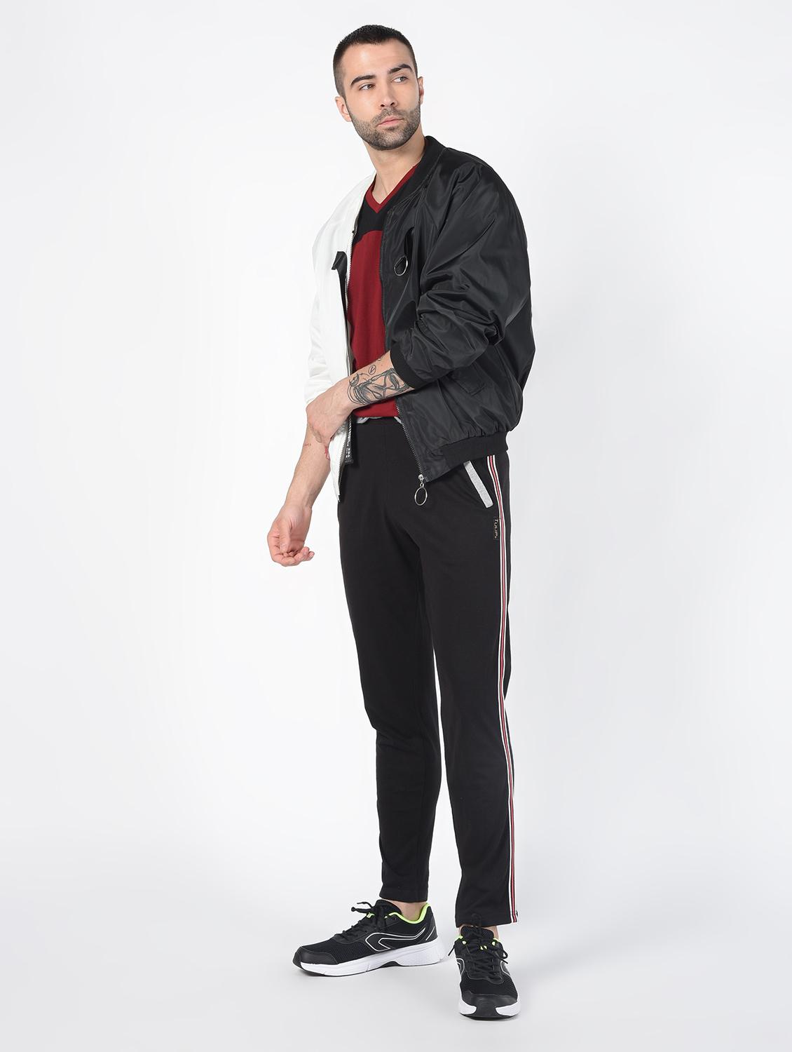 black side striped full length track pant - 16437961 - Zoom Image - 1