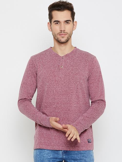 maroon melange t-shirt - 16437973 - Standard Image - 1