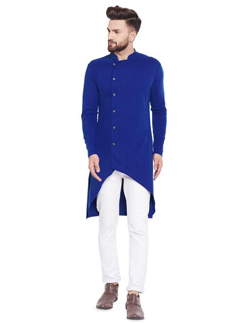 blue solid asymmetric kurta - 16438320 - Very Small Image - 1