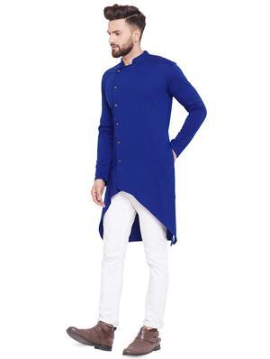 blue solid asymmetric kurta - 16438320 - Standard Image - 2