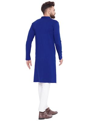 blue solid asymmetric kurta - 16438320 - Standard Image - 3