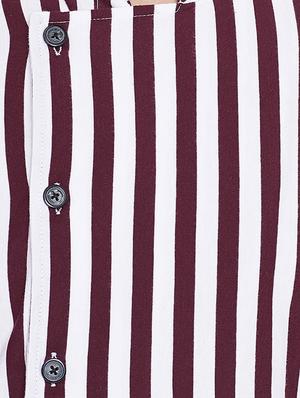 brown striped asymmetric kurta - 16438323 - Standard Image - 4